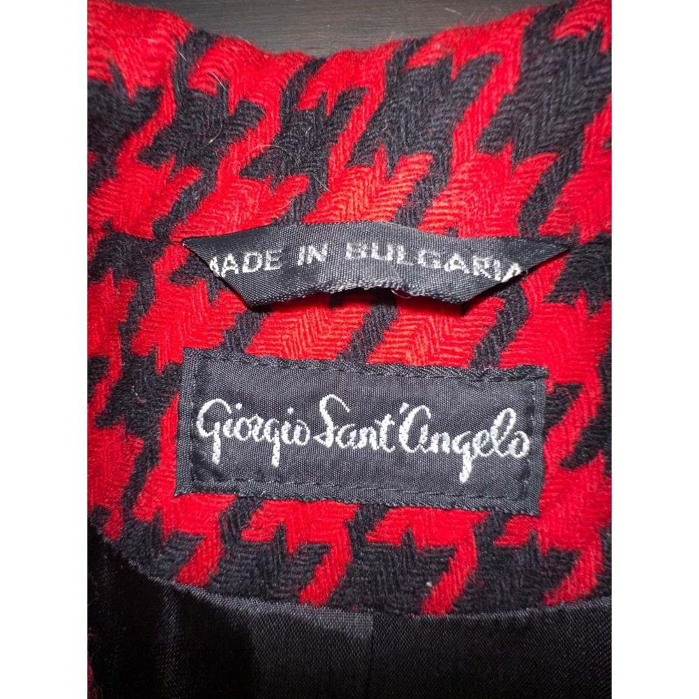 Vintage Giorgio Sant Angelo Wool Red Black Houndstooth Blazer Womens Size 8 - Picture 4 of 11